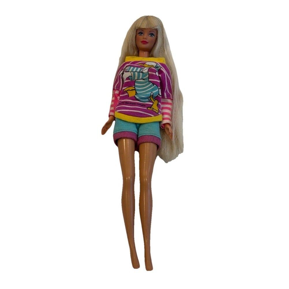 Mattel 1990's Barbie Doll Blonde Hair Blue Eyes Donald Duck Multi-color Outfit